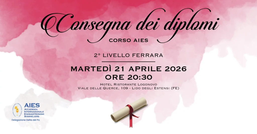 Locandina Evento consegna diplòomi AIES - Delegazione Delta del Po' - Ferrara