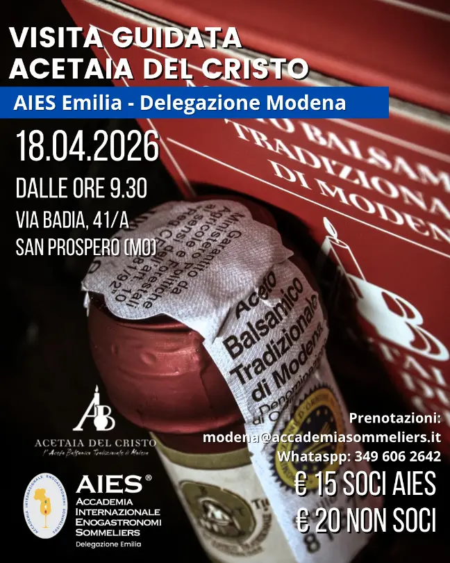 Locandina visita guidata acetaia del Cristo - AIES Delegazione Emilia