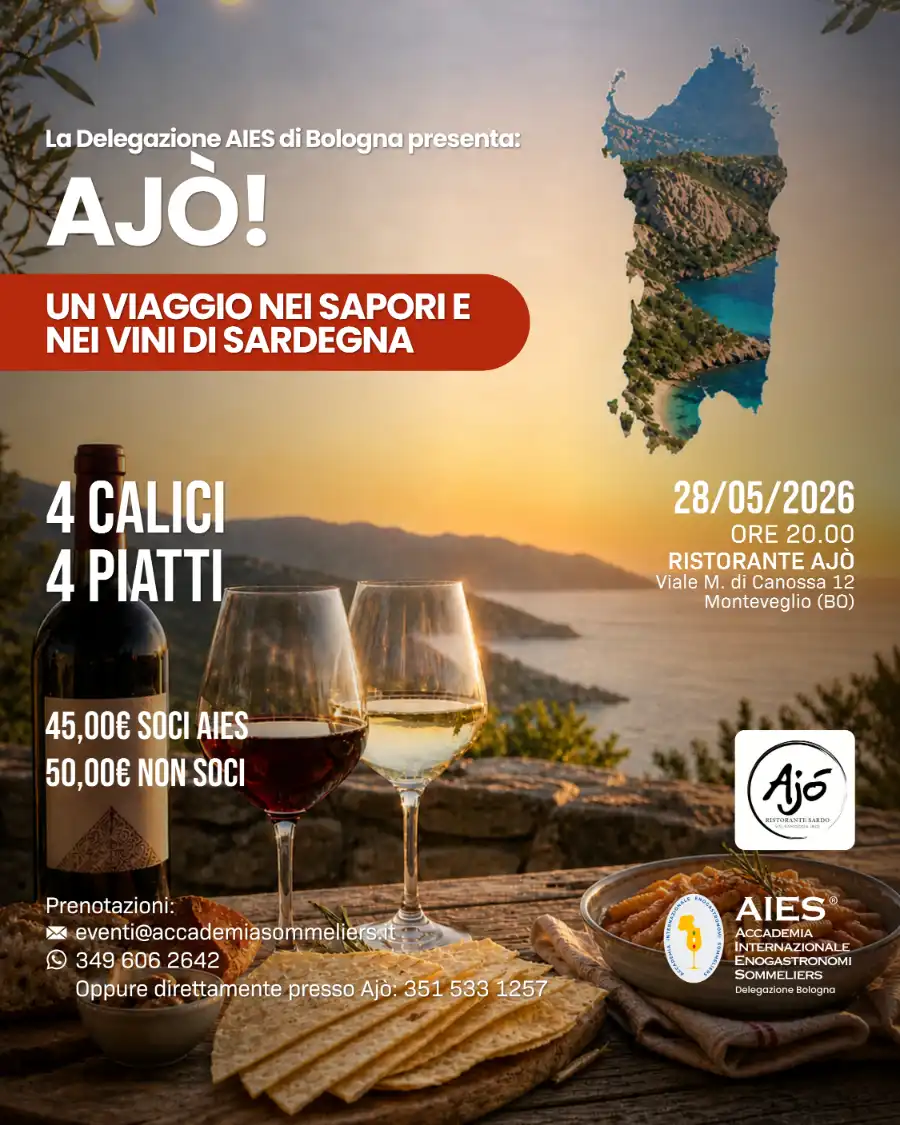 Locandina Evento AIES Ajò - Un viaggio nei sapori e nei vini di Sardegna