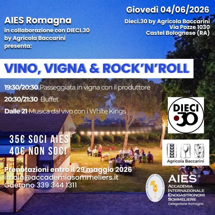 Locandina Evento AIES Romagna - Vino, Vigna e Rock'N'Roll