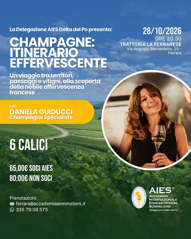 Locandina Champagne Itinerario Effervescente AIES Delta del Po
