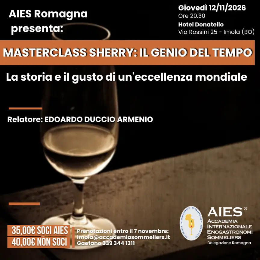 Locandina Evento AIES Romagna - Sherry Genio del Tempo